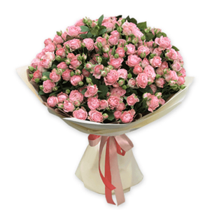 Шикарный букет розовых кустовых роз